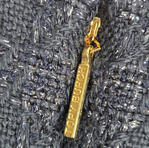 Tory Burch Jackson Shimmer Sheath Navy Dress Size 10 Style 51121437 - Picture 10 of 12